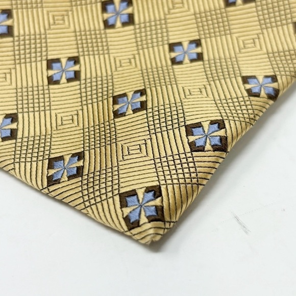 ROBERT TALBOTT PHILLIP’S Men’s Gold Blue Geometric Silk Hand Made Tie USA 60” - Picture 3 of 7